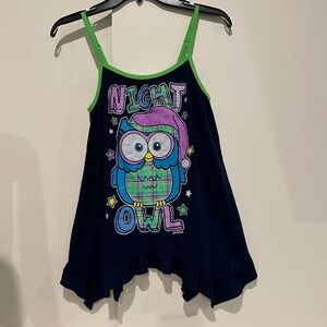 Justice girls size 12 night owl graphic sleeveless sleep pajama top